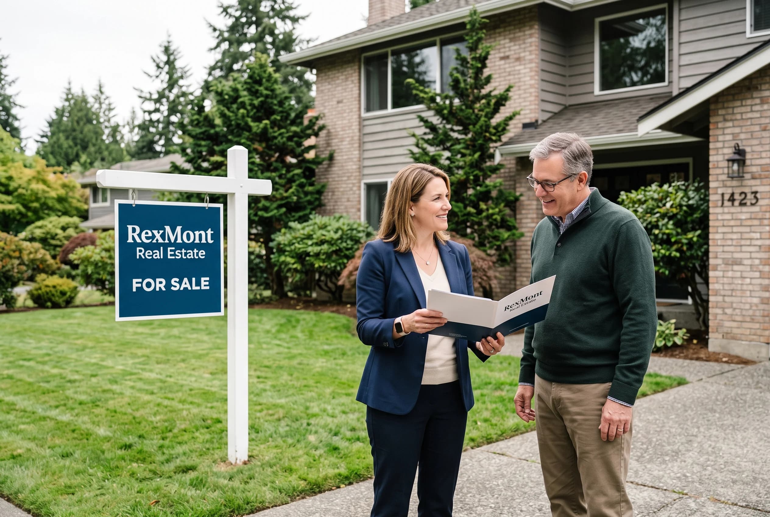A classic, well-maintained two-story home in a Bellevue neighborhood, representing an estate property ready for sale.