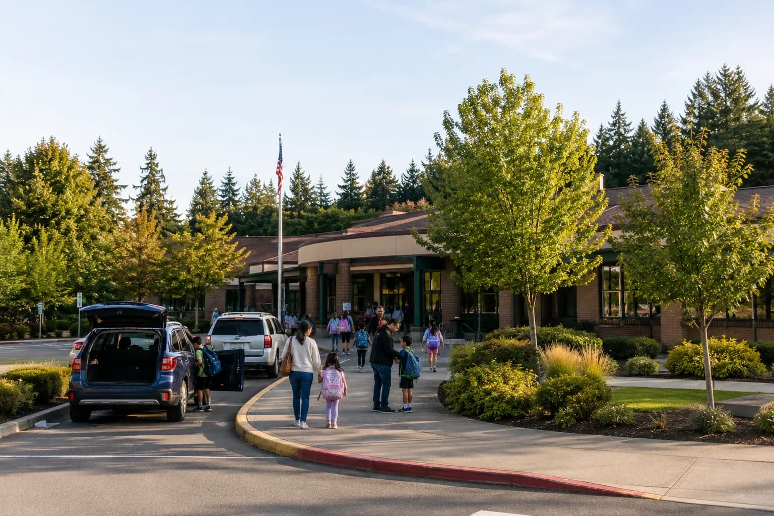 A modern home in a tree-lined Bellevue neighborhood, representing homes for sale in the Bellevue School District.
