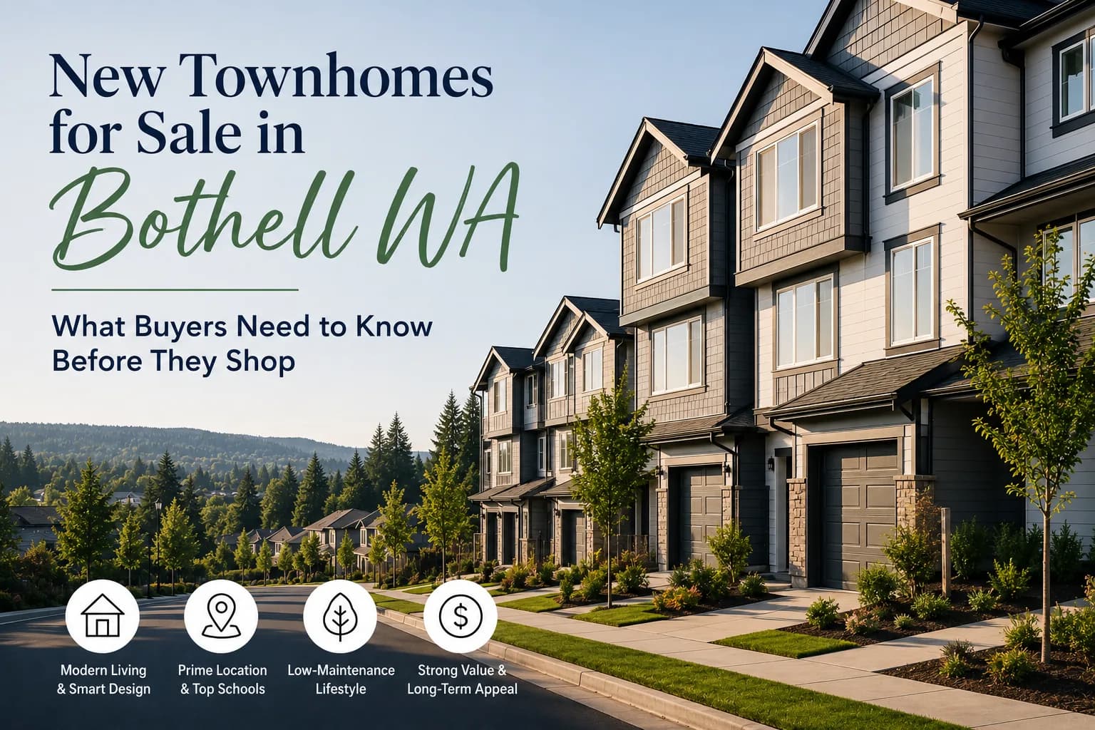 New townhomes for sale in Bothell WA in the Canyon Park neighborhood near the 522 and I-405 interchange
