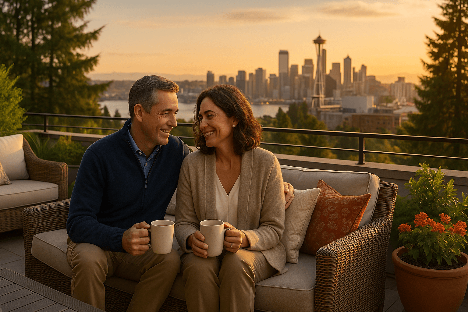 Queen Anne neighborhood homes for sale in Seattle with a tree-lined street in the foreground