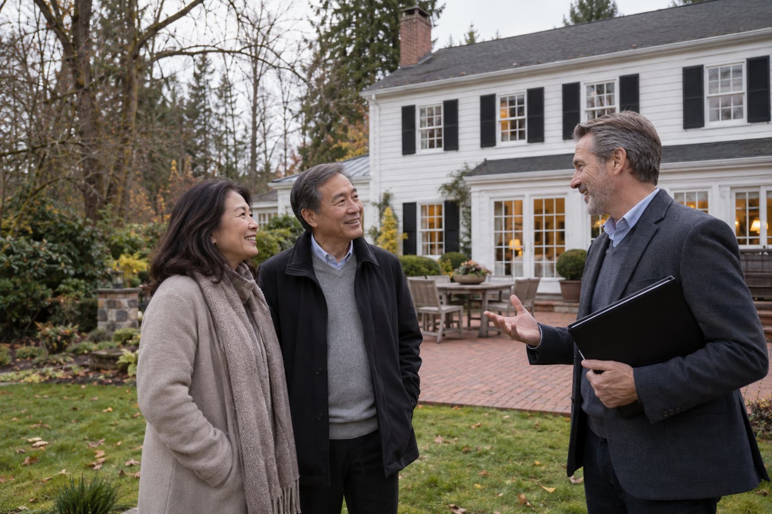 Seattle neighborhood street in winter with a home prepared for sale