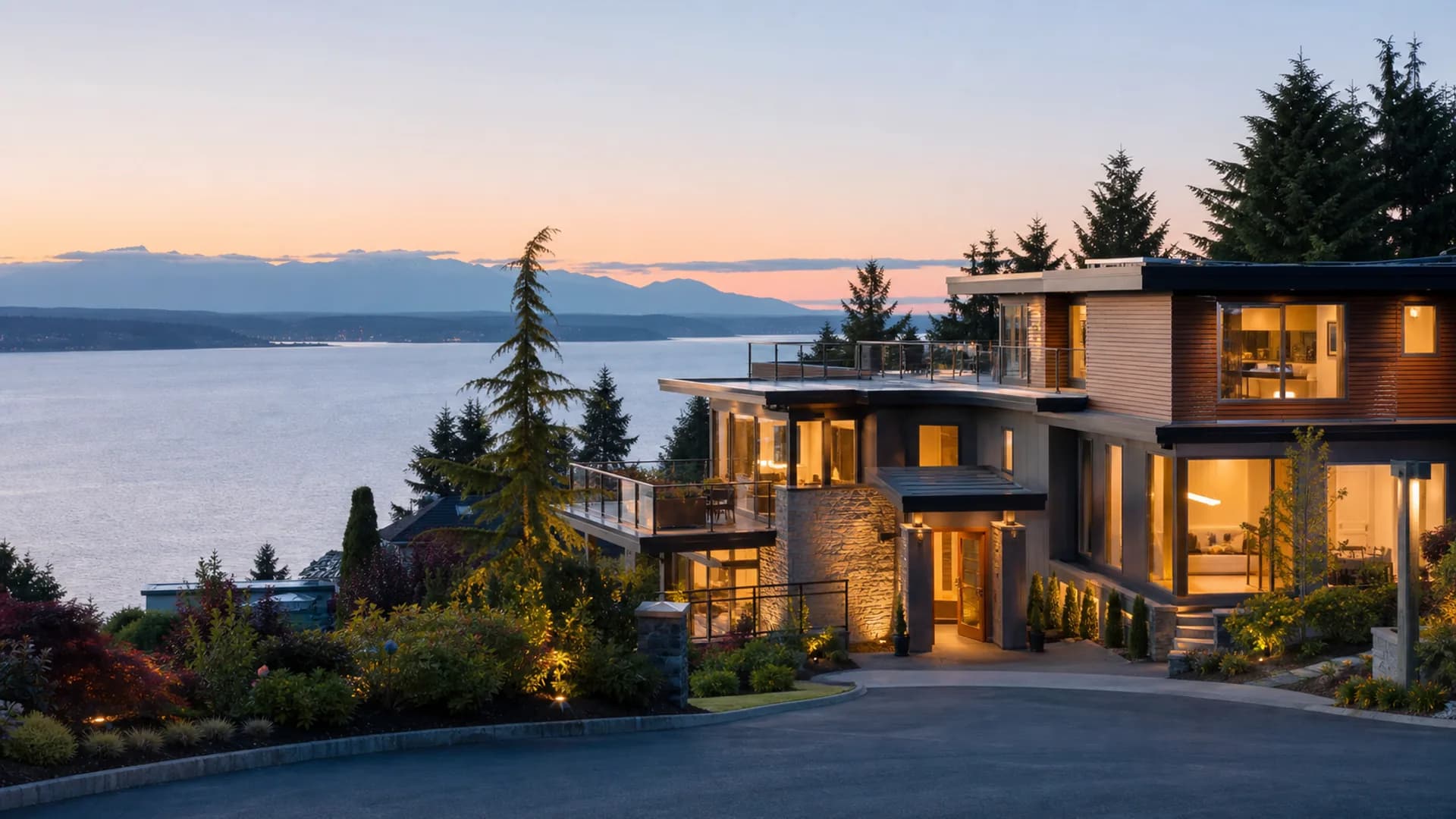 Seattle luxury home with Puget Sound and Olympic Mountain views