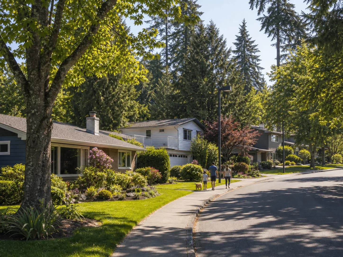Lake Hills Bellevue neighborhood with mature trees and approachable homes