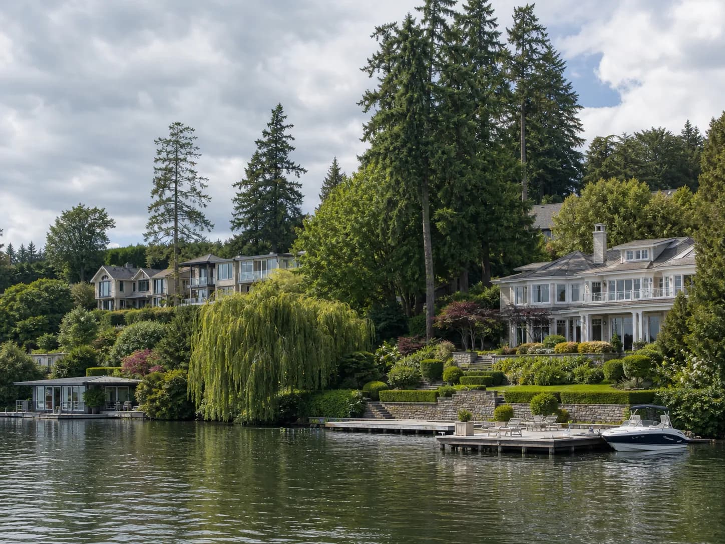 Meydenbauer lakefront homes and Lake Washington shoreline in Bellevue